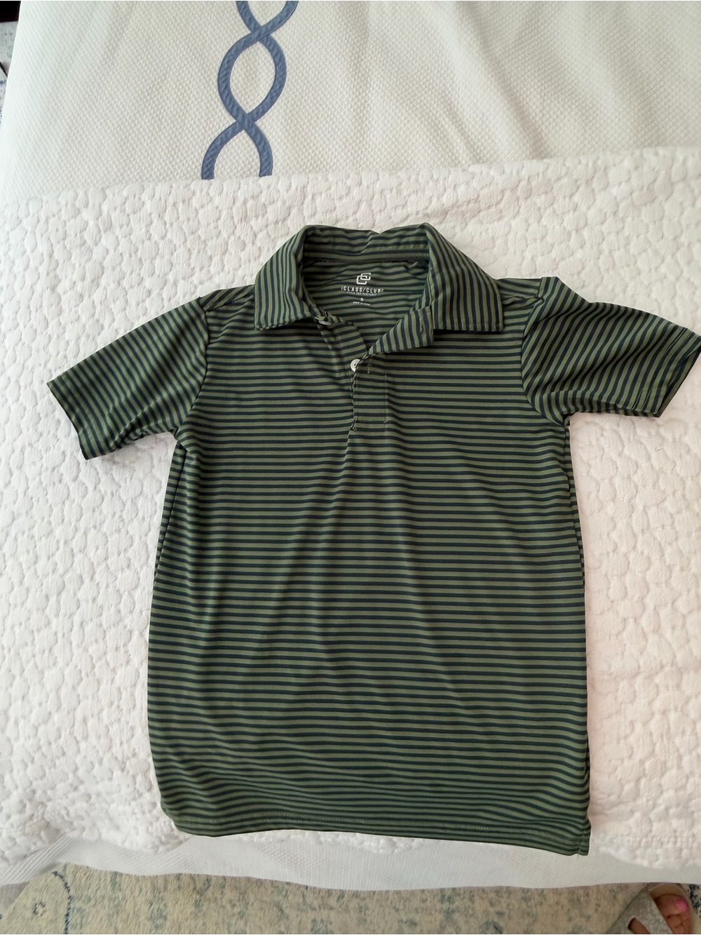 Olive and Dark Green Striped Polo for Kids